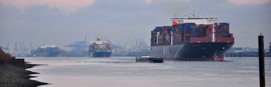 Elbblick Containerschiffe
